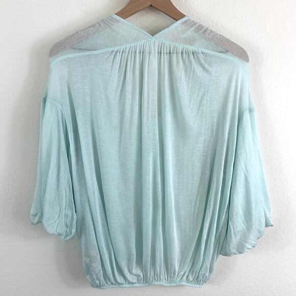 FREE PEOPLE Aqua Blue Flowy Sleeve Blouse Top – XS / Small - Picture 7 of 9